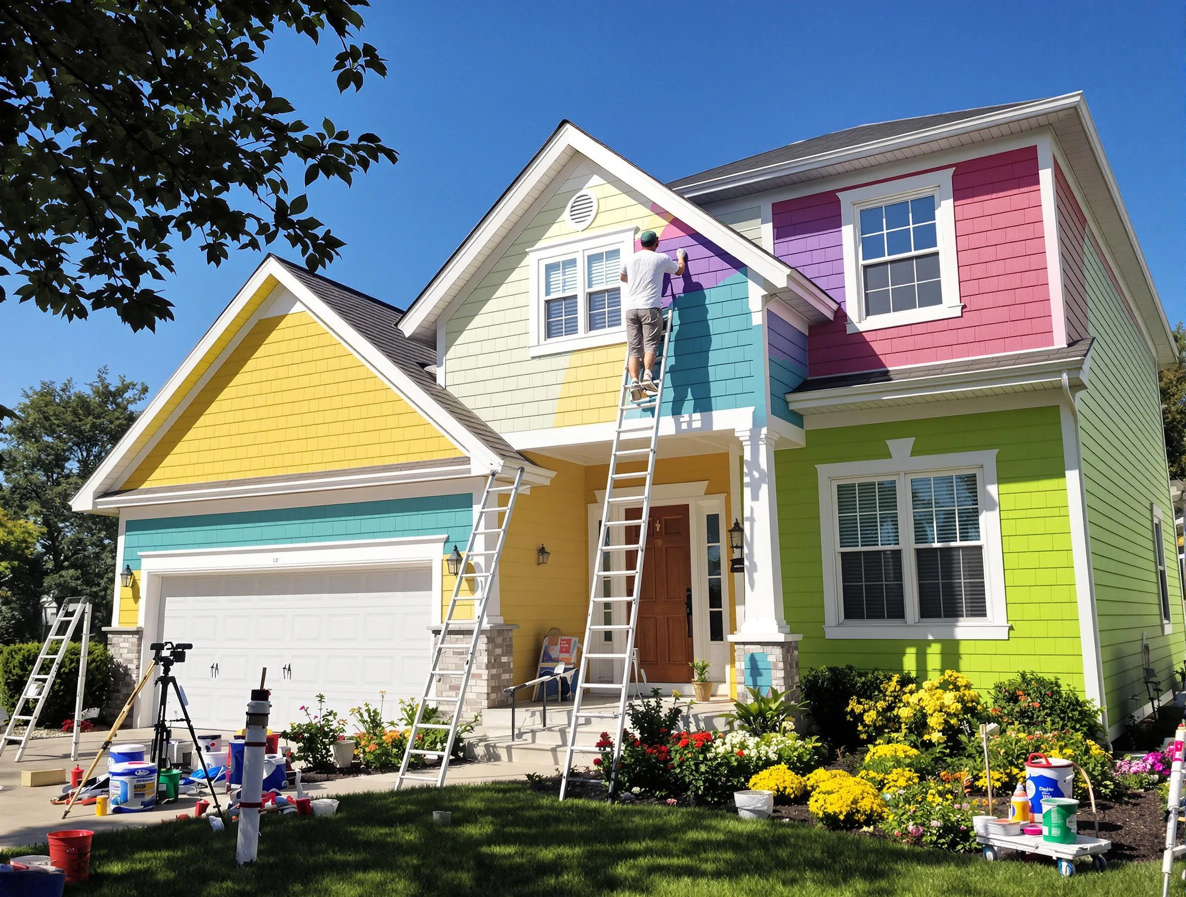 Barberton House Painters professionals painting a home exterior in Barberton, OH